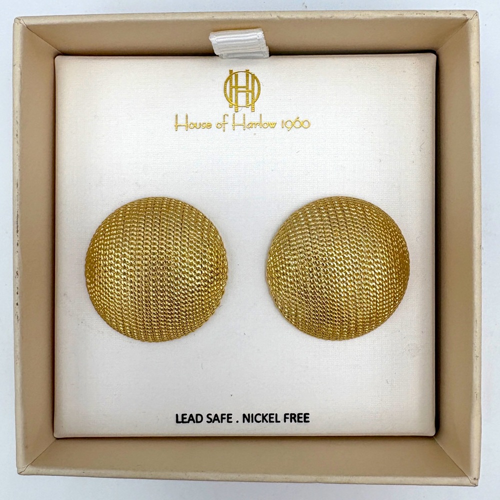 House of Harlow Gold Tone Button Earrings
